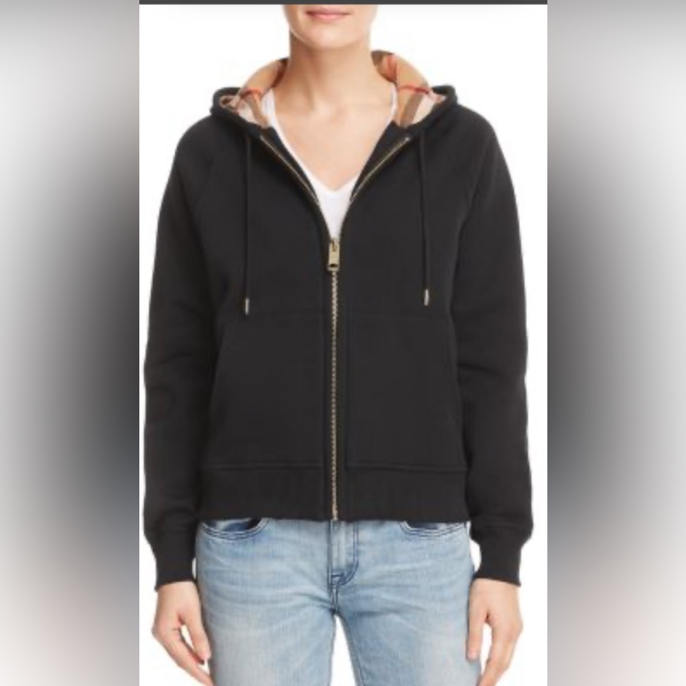 Burberry Black Jacket with Plaid Accents